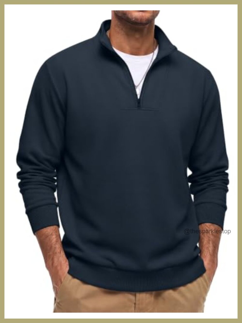 Mens Quarter Zip Fleece Pullover Mock Neck Sweatshirt